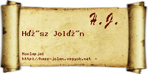 Hász Jolán névjegykártya